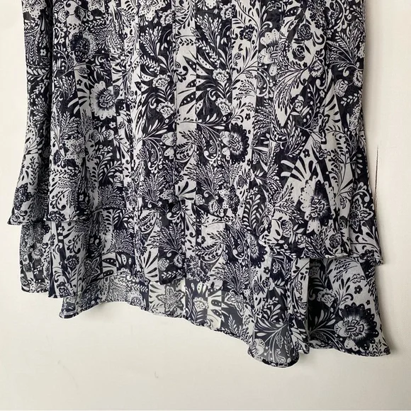 Lane Bryant -Floral Pattern V-Neck Chiffon Tank Top Swing Double-Layer - Size 12 - Picture 7 of 11
